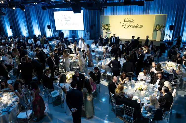 Guests seated at the Gala event hosted at the Intrepid Museum.