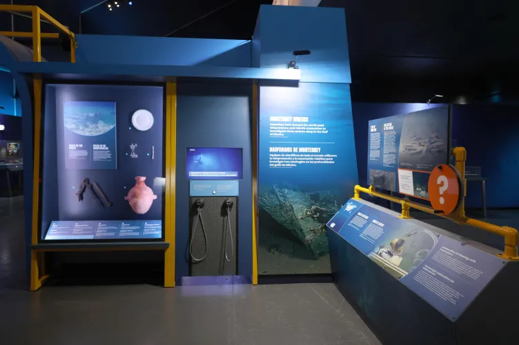 Mysteries from the Deep exhibition on display in the Space Shuttle Pavilion at the Intrepid Museum.