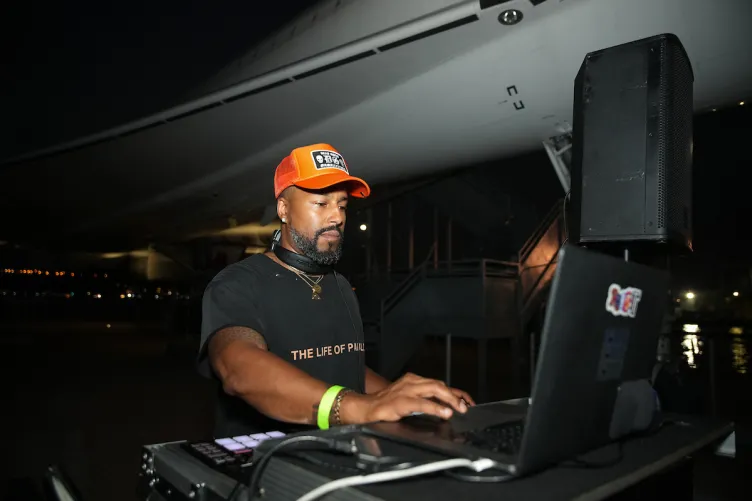 A DJ playing music.