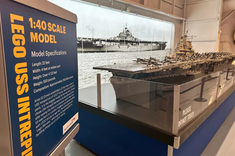A 1:40 scale model of the USS Intrepid on display in the Intrepid Museum