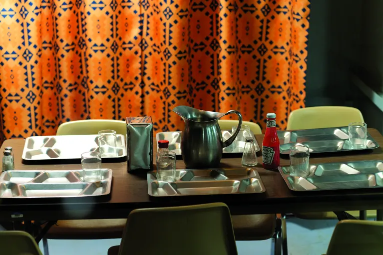 Table and chairs in the mess deck