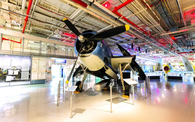 An aircraft on the hangar deck