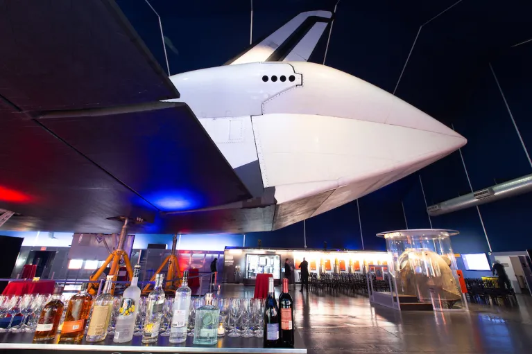 Space Shuttle Pavilion bar setup for a program and reception