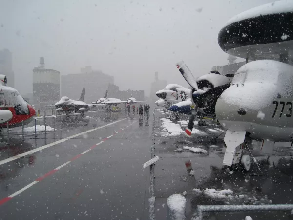 The flight deck after snow removal. / Credit: Intrepid Museum