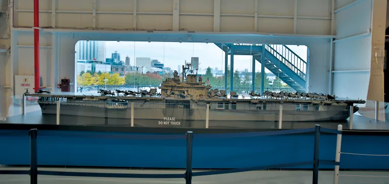 A 1:40 scale model of the USS Intrepid build out of LEGO