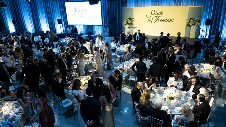 Guests seated at the Gala event hosted at the Intrepid Museum.