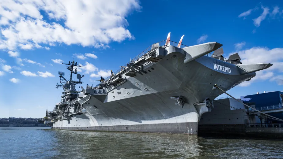 The USS Intrepid docked at pier 86