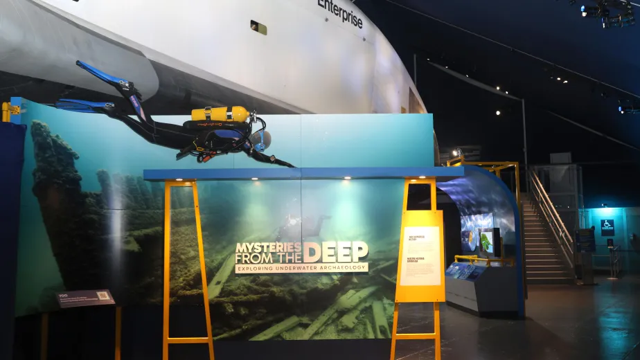 Inside the Mysteries from the Deep: Exploring Underwater Archaeology exhibition at the Intrepid Museum.