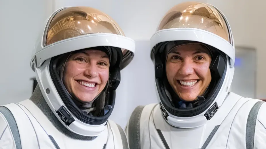 Polaris Dawn mission specialists Anna Menon (left) and Sarah Gillis, both SpaceX engineers