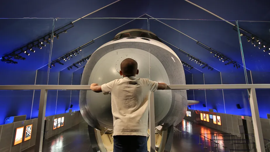 Child viewing Enterprise in the Space Shuttle Pavilion. Credit: Intrepid Museum 
